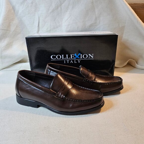 Collexion Italy Men's Brown Dress Loafers - Size 38 / US 7.5 - Picture 2 of 7